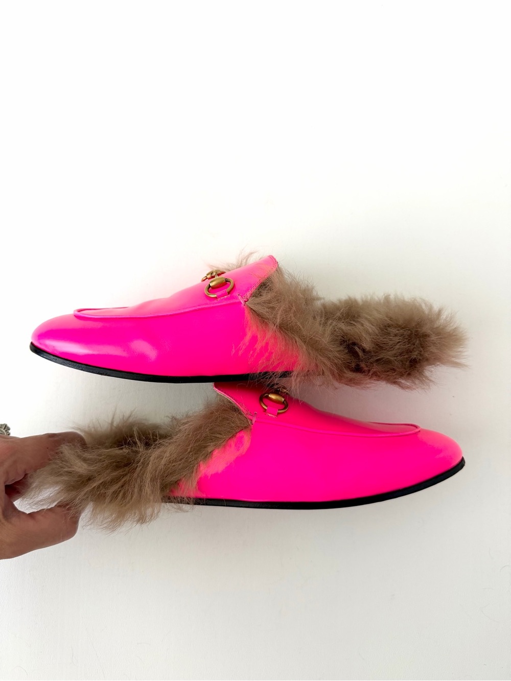 GUCCI | Princetown Fuchsia Hot Pink Horsebit Fur Mule Loafers Slippers EU 39 - Picture 6 of 13
